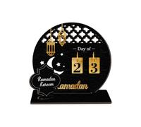 Rąmadan Countdown Calendar - 7.4 Inch Festive Desktop Calendar | Wood Holiday Countdown Decor - Intricate Middle Eastern Design Charming Centerpiece Mantel Table Shelf Entryway Decoration