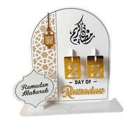 Ramadan Countdown Calendar, 8"x8" Acrylic Tabletop Display with Stand, Islamic Eid Decoration & Gift,Table Home Decorations Count Down Calendar,30-Day Holiday Countdown for Home & Office