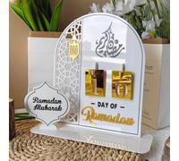 Ramadan Countdown Calendar,Acrylic Eid Ramadan Mubarak Advent Countdown Calendar,Ramadan Decorations for Home Eid Mubarak Table Decor,Eid Calendar Decorations for Home Office