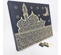 Ramadan Countdown Calendar Black Gold Foil Mosque Design Chocolate Squares x 30 150g