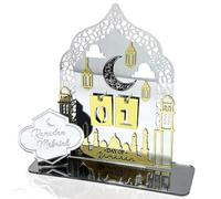 Ramadan Countdown Calendar, DIY Islamic Advent Calendar for Home Eid Decor, Ramadan Craft Ornament Gift for Muslim Family (Silver)