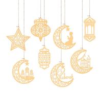 Ramadan Decoration for Home, Eid Mubarak Wooden Ornaments, Ramadan Mubarak Fertilizer Set Yourself Al-Fitr Hanging Star Moon Ornament for Home Restaurant Offices Party Iftar Muslim Eid Party Wall