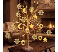 Ramadan Decoration LED Artificial Tree Wooden Hanging Eid Party Decorations Tree Decor Ramadan Gifts Room Furnishings