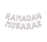 Ramadan Decoration | Ramadan Mubarak Watermelon Foil Letter Balloons Hanging Decoration White - by My Salah Mat
