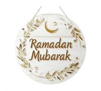 Ramadan Decoration Wood Islamic Front Door Wall Signs,Wooden Hanging Signs,Wooden Eid Wall Sign for Home,Welcome Sign Supplies Black Gold Plaque for Ramadan Mubarak Walls Door Party Decors