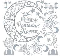Ramadan Decorations for Home, 3D DIY Eid Mubarak Self-Adhesive Stickers Art Decor for Wall Window, Ramadan Kareem Moon Star Lanterns Acrylic Decals for Islamic Muslim Al-Fitr Party Supplies