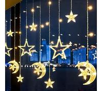 Ramadan Decorations Led Lights,3.5M/11.5Ft Eid Fairy Lights Battery Operated Star&Moon Indoor Outdoor Ramadan Mubarak Decor String Light for Windows Curtain Bedroom Party Garden Supplies (Warm White)