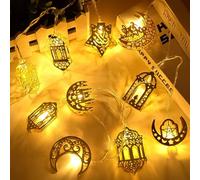 Ramadan Decorations Lights,5.5Ft Eid Fairy Lights 10Led Battery Operated Star Moon Indoor Outdoor Ramadan Mubarak Decor String Light for Window Curtain Wall Bedroom Party Garden Supplies (Warm White)