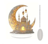 Ramadan Decorations Moon Lamp - 20×17.4cm Acrylic Ramadan Lights Decor for Table & Home, Enchanted Lunar Table Lamp, Ramadans Eid Gifts for Kids Lanterns, Eid Mubarak Decorations (D)