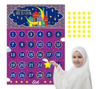 Ramadan Decorations Ramadan Countdown Calendar for Kids : Eid Calender Activities for Kids with 48 Reusable Stars Advent Calendar Decorations for Home Wall (Purple)