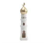 Ramadan Eid Home Decorations, 2026 Gold & White Mosque Tower Moon Castle Centerpiece, Handcrafted Resin Islamic Home Decor, Mosque-inspired Ornament for Eid, Tabletop, Shelf, Ramadan Gift