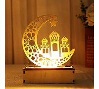 Ramadan Eid LED Lights Decoration, Ramadan Night Lamps Creative Chic Moon Star Bedside Table Lamp Wooden Ornament Ramadan Mubarak Gift for Muslims Family Islamic Holiday Eid Al Fitr Decor