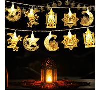 Ramadan Eid Mubarak String Light, 10 LEDs Muslim Ramadan String Lights, Star Moon Fairy Light Decorations for Party, 1.5M, NO including Batteries
