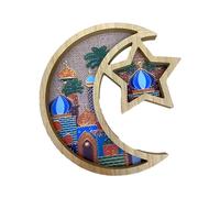Ramadan Eid Mubarak Tray,Islam Eid Moon Star Shaped Plate Wooden Trays,Ramadan Dessert Tray Eid Table Decorations,Snack Pastry Display Holder Tray,Wooden Serving Trays for Eid Party Decoration (A)
