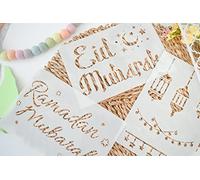 Ramadan & Eid Stencils 6 Pieces - Reusable Islamic Design Templates for Kids' Crafts, Wood Painting, Fabric, Plastic, Greeting Cards, Cookies, and Home Décor by Dstampss