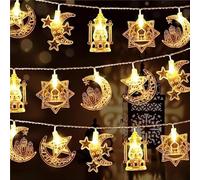 Ramadan Eid String Light, 2 Modes 9.8ft 20 LED Stars Moon Fairy Light, Eid Mubarak Decorations String Light Ramadan Decorations for Ramadan Party