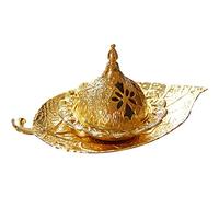 Ramadan Golden Incense Burner Handheld Aroma Diffuser Mini Middle Eastern Arab Stove Metal Leaf Tray Holder for Home Decor