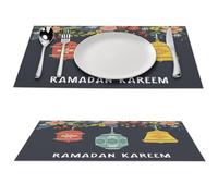 Ramadan Kareem Placemats Set of 1 PCS Washable Table Runner 18" X 12" Place Mats for Kitchen Party Dining Decoration