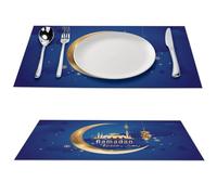 Ramadan Kareem Placemats Set of 2 PCS Washable Table Runner 18" X 12" Place Mats for Kitchen Party Dining Decoration