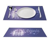 Ramadan Kareem Placemats Set of 6 PCS Washable Table Runner 18" X 12" Place Mats for Kitchen Party Dining Decoration
