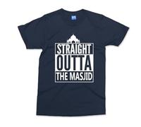Ramadan Kareem Straight Outta The Masjid T-shirt - Navy - L - Funny Islamic Graphic Tee - Arabic Humour Gift Top for Boys & Men