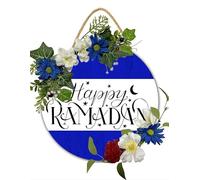 Ramadan Kareem Wreaths For Front Door Ramadan Garland Eid Decoration Ramadan Mubarak Party Decorations Islamic Wall Decor 30x30 CM Wooden Wall Sign