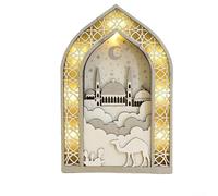 Ramadan Lamp with Warm White LED Array and Traditional Silhouette, Solid Wood Construction for Quiet Celebration Spaces (B)