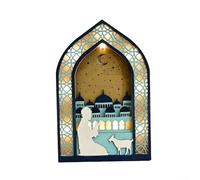 Ramadan Lamp with Warm White LED Array and Traditional Silhouette, Solid Wood Construction for Quiet Celebration Spaces (E)