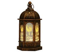 Ramadan Lantern, LED Ramadan Decorations for Home, Hanging Eid Mubarak Night Moroccan Style Candles Table Lamp Decor Muslims Indoor Party Wedding (Bronze)