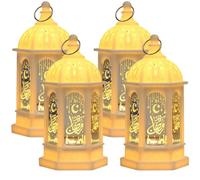 Ramadan Lantern, LED Ramadan Decorations for Home, Hanging Eid Mubarak Night Moroccan Style Candles Table Lamp Decor Muslims Indoor Party Wedding (4PCS White)