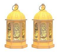 Ramadan Lantern, LED Ramadan Decorations for Home, Hanging Eid Mubarak Night Moroccan Style Candles Table Lamp Decor Muslims Indoor Party Wedding (2PCS White)