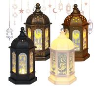 Ramadan Lantern Lights, 4 Color Ramadan Decorations Lanterns, Mini LED Hanging Eid Mubarak Decorations Lights for Table Home Garden Wedding Fireplace Decor