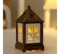 Ramadan Lantern Lights - LED Eid Mubarak Lamp, Ramadan Candle Lantern Decor, Mini Hanging Castle LED Lantern for Home, Garden, Table - Muslim Islamic Festival Decorations (Bronze, 1PC)