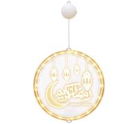 Ramadan Lights, Eid Lights, 9.4 In / 24 Cm Lighted Star Moon Castle Window Hanging Decoration, Battery Operated, Middle Eastern Theme