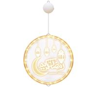 Ramadan Lights, Eid Lights, 9.4 in / 24 cm Star Moon Castle Hanging Window Lights, Battery Operated Festive Decorations, Middle Eastern Theme