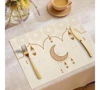 Ramadan Linen Placemat Eid Mubarak Table Ornaments Muslim Islam Party Supplies Lantern Moon Mat Home Decoration