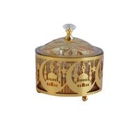 Ramadan Metal Dessert Tray Eid Mubarak Serving Platters with Lid Gold Iron Food Storage Container Table Decoration for Cookies Candy Nuts Snacks Islamic Muslim Eid New Year Party Supplies
