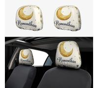 Ramadan Moon Head Rest Cover Car Accessories, 2 Pcs Car Seat Headrest Cover, Washable Headrest Protector Universal Fit To All Car Suvs Truck Van Vehicles Auto