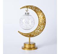 Ramadan Moon Lamp - Eid Night Light, LED Lights Decorations Eid Mubarak Lunar Lamp, with Star, Moon & Lantern Design, Portable Small Night Craft Lamps, for Islamic Festival Home Party Decor (Style A)