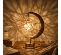 Ramadan Moon Table Lamp ,Novelty Lamps Ramadan Decorations Half Moon Light | Star Moon Small Table Lamp, Usb/Battery Powered Warm Glow Gift Decor for Nightstand Desk Bedroom Living Room Home Decor