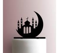 Ramadan ? Mosque on Moon - Acrylic Cake Topper 8 Inch Width/White