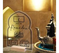 Ramadan Mubarak Advent Calendar Acrylic Eid Countdown Desk Topper Calendars 30 Days Til Eid Eid Mubarak Ornament Table Decor for Ramadan Eid Mubarak Kareem Tabletop Decoration (Black)