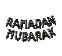 Ramadan Mubarak Balloons 16" inch Letter Foil Banner Ramadan Party - Islamic Decorations for Home - Multi-Occasions (Black)