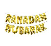 Ramadan Mubarak Balloons 16" inch Letter Foil Banner Ramadan Party - Islamic Decorations for Home - Multi-Occasions (Gold)