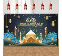 Ramadan Mubarak Banner Ramadan Decorations Eid Mubarak Backdrop Banner Eid Mubarak Backdrop Party Supplies Decoration Stunning Dark Green Fabric Umrah Mubarak Decoration s Anniversary71 x 43 Inch