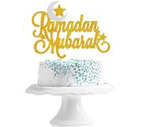 Ramadan Mubarak Cake Topper - Eid Mubarak Party Moon Srar Cake Décor - Muslim Islam Eid Al Fitr & Eid Al Adha Festival Baby Shower Birthday Party Decorations