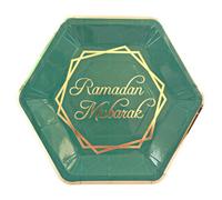 Ramadan Mubarak Party Plates (10Pk) - Green & Gold