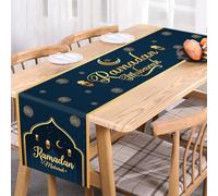 Ramadan Mubarak Table Runner Table Decorations - Ramadan Mosque Lantern Islamic Happy Ramadan Mubarak 2024 Party Supplies Decorations, 13.8x70 inches