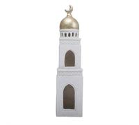 Ramadan Resin Statue Ornament,Islamic Architecture Moon & Mosque Tower Eid Mubarak Decor Collection,Islamic Cultural Decors Collection,Eid Castle Decorative Decor Resin Craft for Home Office
