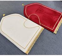 Ramadan Sales | Islamic Twin Prayer Rugs (Mats) for Couples | White and Ruby-Red | Gift for Wedding, Nikkah, Ramadan, Eid | 71 x 122 cm Soft and Thick (12mm) | Pack of 2 | Active Imaan
